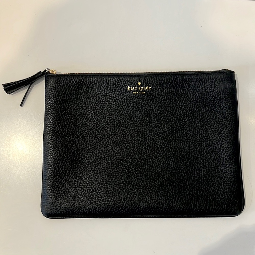 Kate Spade Black Pebbled Leather Clutch - Mint Condition